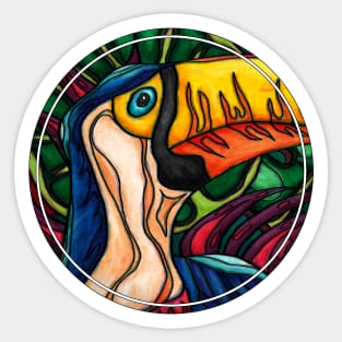 Toucan bird artistic illustration, wildlife jungle painting Sticker